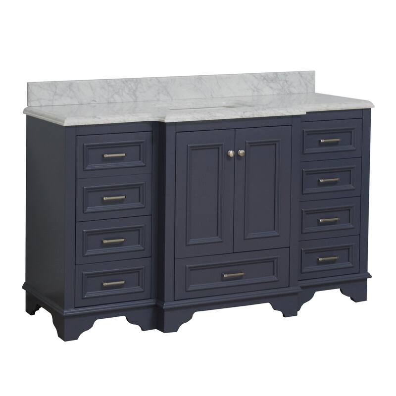 KitchenBathCollection Nantucket 60" Single Bathroom Vanity with Carrara Marble Top