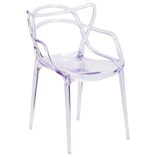 slide 3 of 10, Transparent Fluid Style Stacking Side Chair - Accent & Side Chair - 21.5"W x 23"D x 32.25"H 21.5"W x 23"D x 32.25"H - Short - Clear - Single