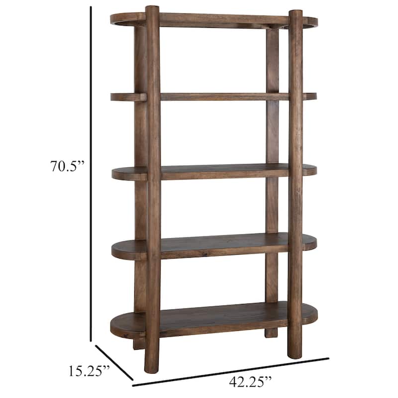 Eray Bookcase, 4 Shelves, Almond Barrel Brown Mango Wood, 71 Inch