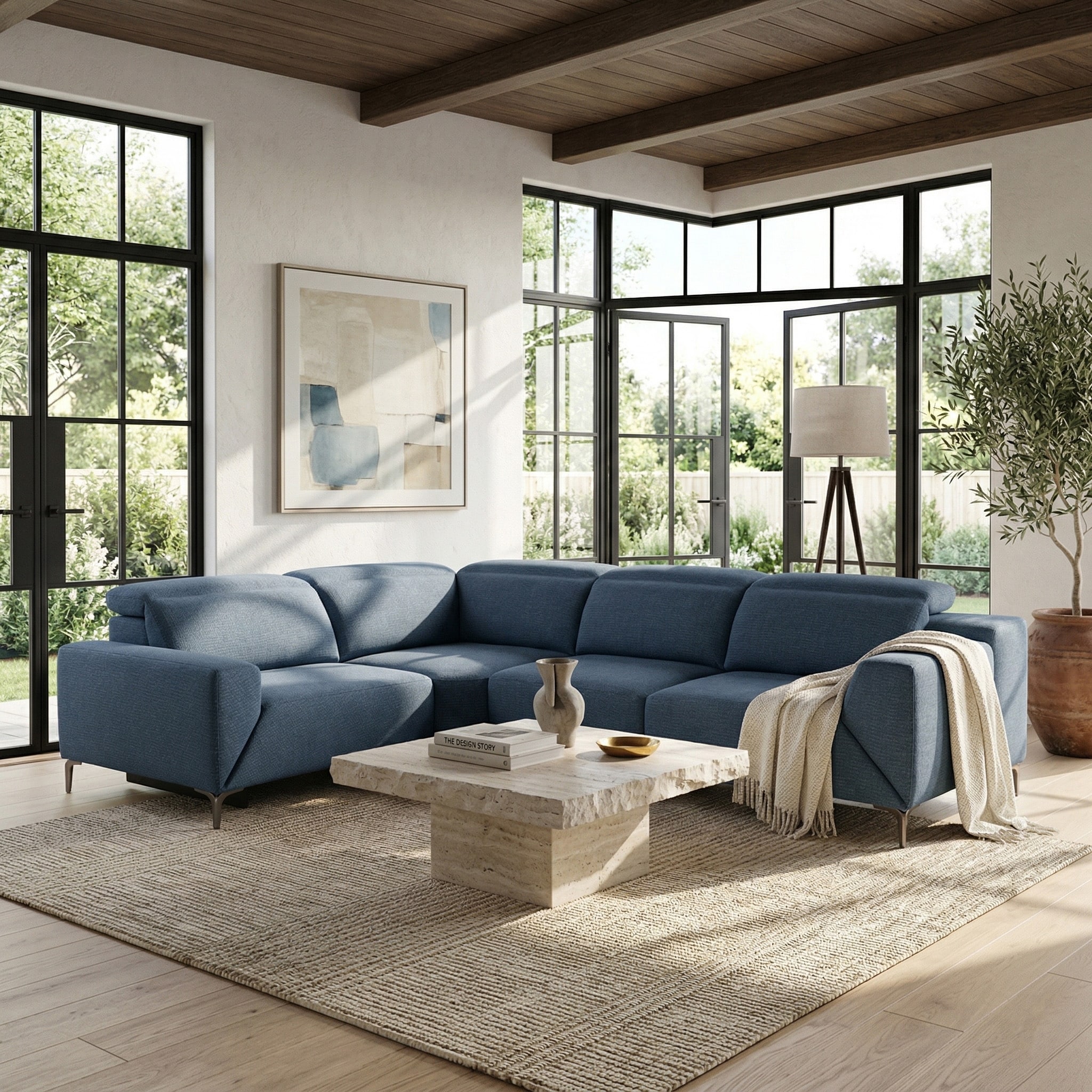 Furniture of America Paelis Modern Reclining Sectional with USB Port and Adjustable Headrest