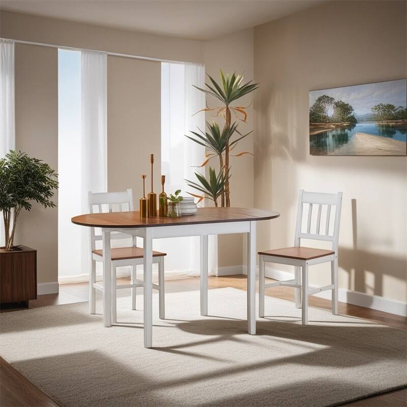 55" Solid Wood Kitchen Table, Drop Leaf Tables, Folding Dining Table