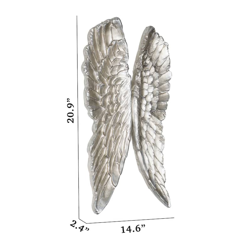 HUJI Silver Wings Wall Decor Set Handmade Wall Art For Bathroom Bedroom Living room Office