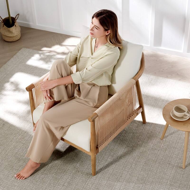 Lynn Accent Chair with Braid Wood Arm