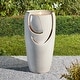 preview thumbnail 28 of 150, Glitzhome Oversized LED Lighted Ceramic Pot Floor Fountains for Outdoor Garden 30"H - Sand Beige