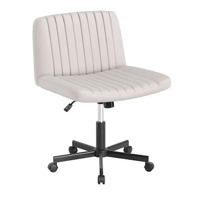Extra Wide Armless Desk Chair with Adjustable Height and Linen Upholstery Criss Cross Swivel Base