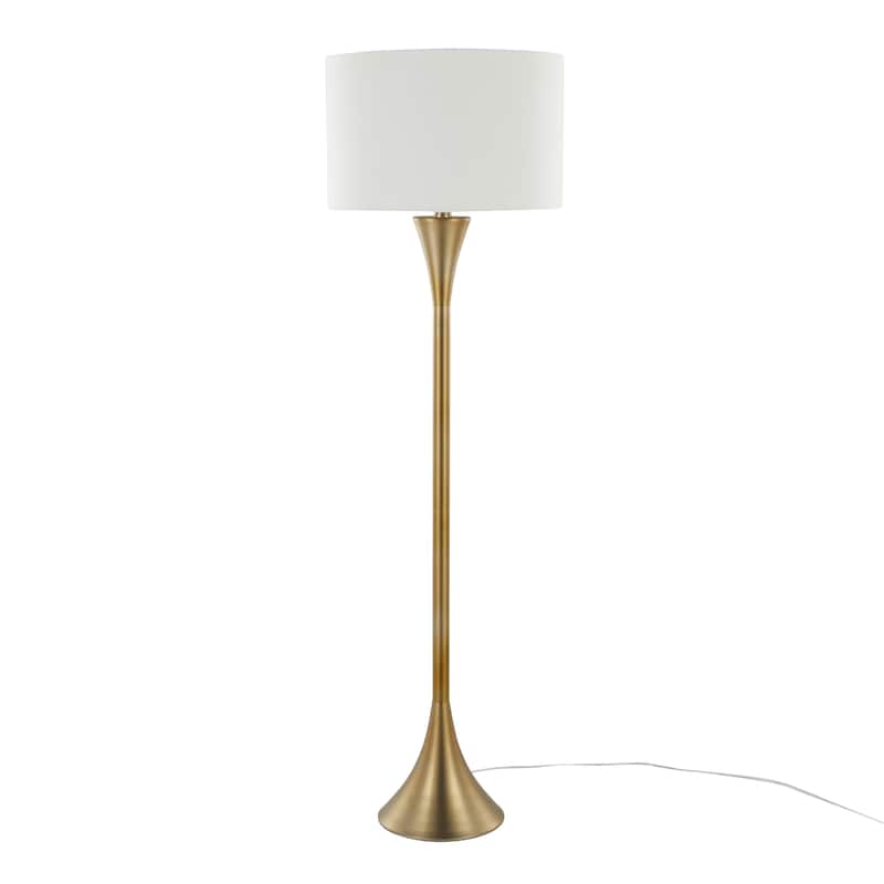 Porch & Den Bakkom 65" Metal Floor Lamp - Gold Metal/White Linen