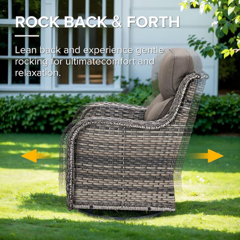 Gymojoy 5-Piece Patio Swivel Glider Chair Ottoman Set with Side Table, 6-Inch Ultra-Plush Cushions