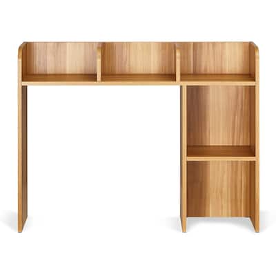Particle Board Desktop Bookshelf Hutch with Anti-Slip Feet Pads, 2 Shelves - 37.2" L x 9.5" W x 28.9" H