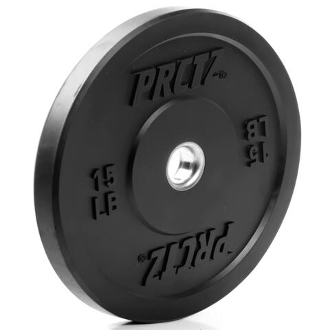 PRCTZ Olympic Rubber Bumper Plates for Strength & Conditioning, Fits 2" Diameter Barbell - Available in 10-45 lbs