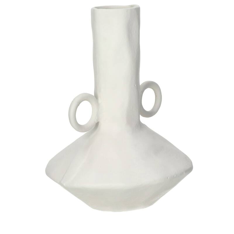 Matte Jug Vase with Ring Handles and Flared Base - 11.25" - White