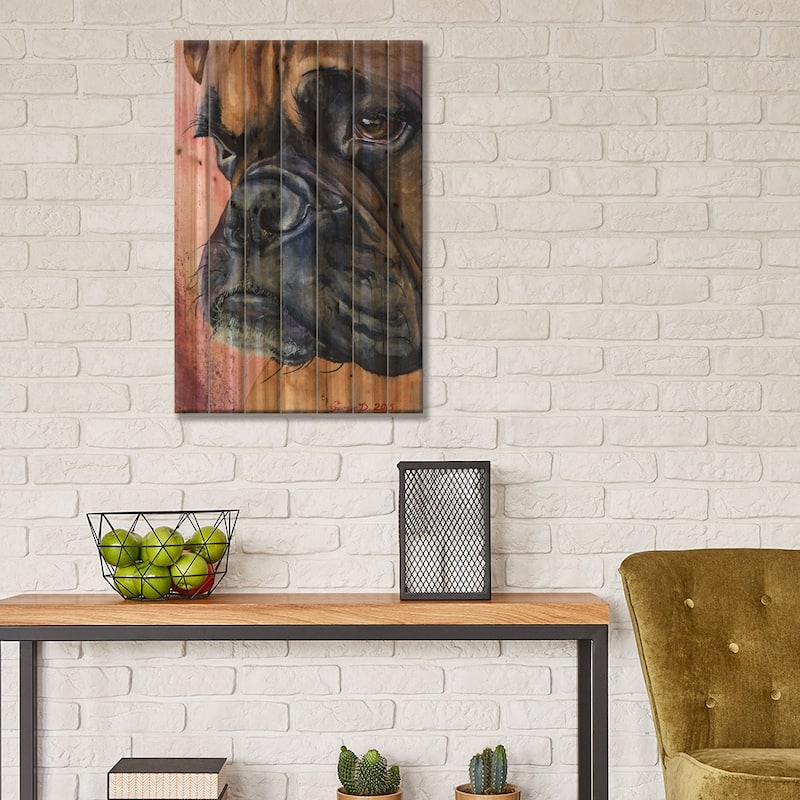 Boxer Portrait Print On Wood by George Dyachenko - Multi-Color