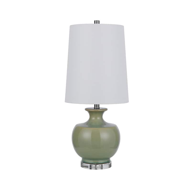 Kela 28 Inch Table Lamp Set of 2, Green Ceramic Pot Base, White Shade