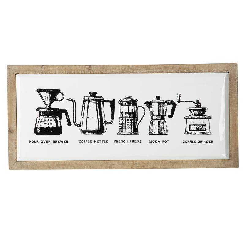 Metal Sign Wall Decor with Brown Frame - White - Roche River Decor