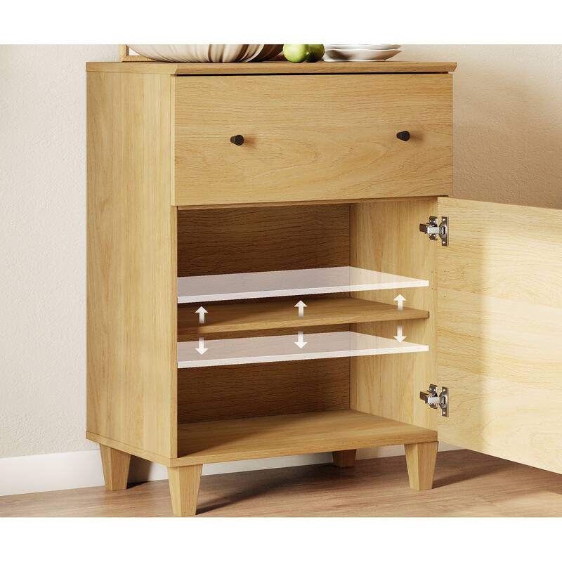 Large Nightstand with Drawer and Cabinet for Bedroom