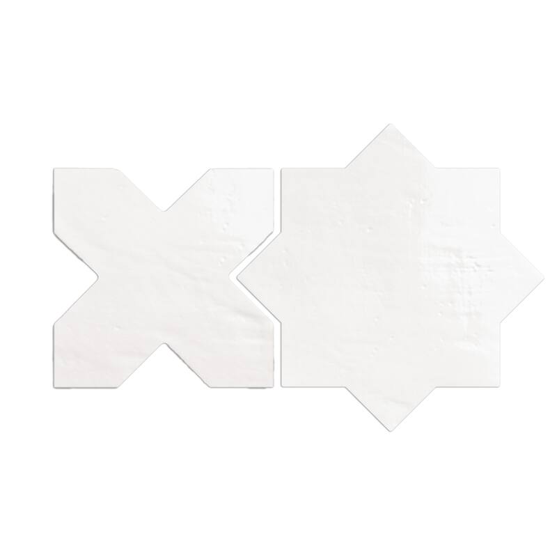 Merola Tile Argile Star Bianco with Bianco Cross 7" x 14" Porcelain Floor and Wall Tile - Kit (2 Tiles)