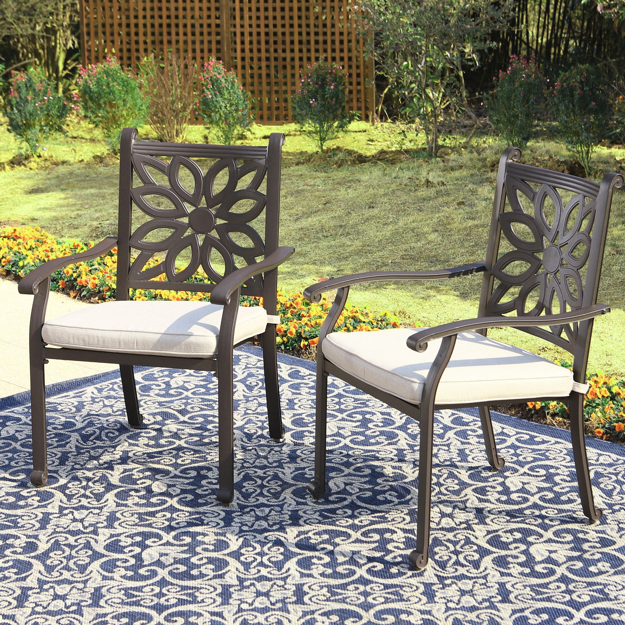 Extra wide patio dining hot sale chairs