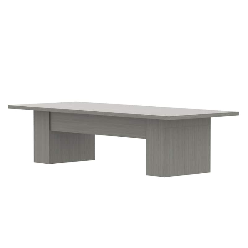Extra Long Wood Rectangular Dining Table Meeting Table,Oak & White - 126"L
