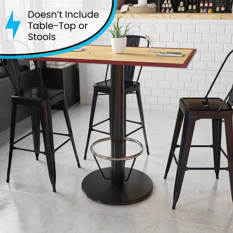 24" Round Restaurant Table Base with 4" Dia. Bar Height Column and Foot Ring