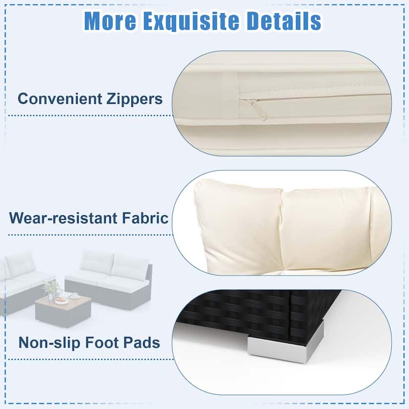 Costway 5 Piece Outdoor Furniture Set with Seat & Back Cushions Acacia - See Details