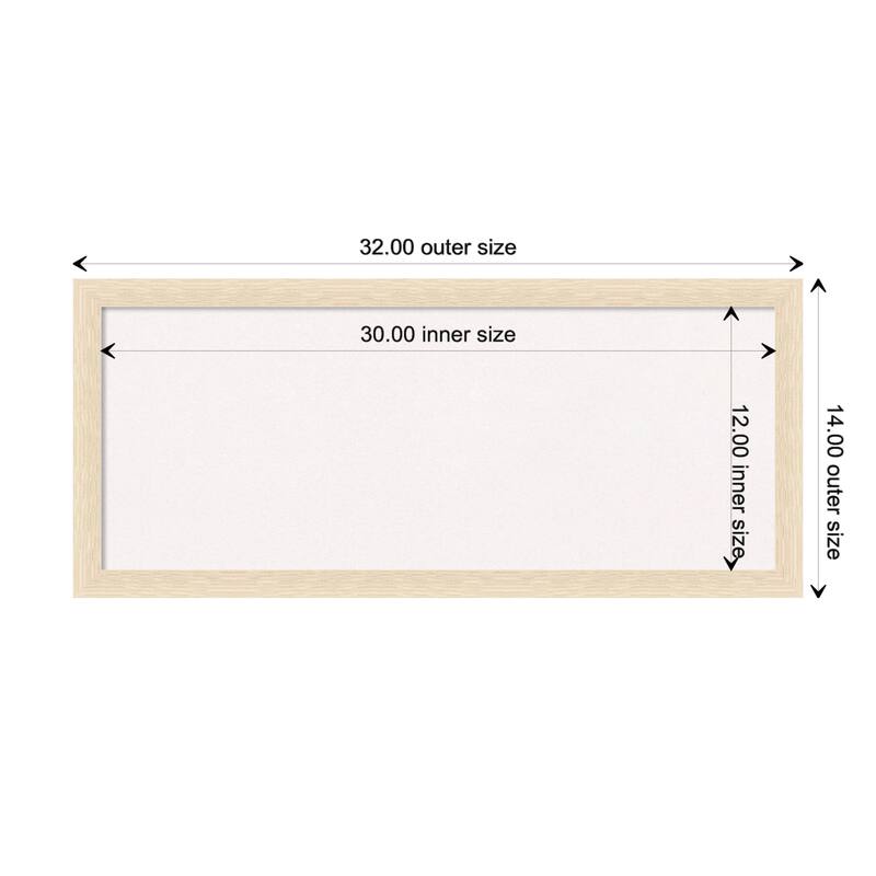 Woodgrain Stripe Wood Framed White Corkboard Bulletin Board - Woodgrain Stripe Blonde - Board Size 30x12