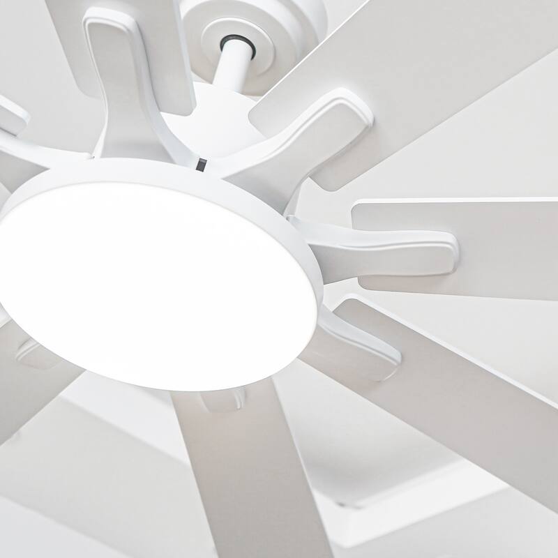 72" Industrial Large Reversible White Ceiling Fan with Light and Remote Control