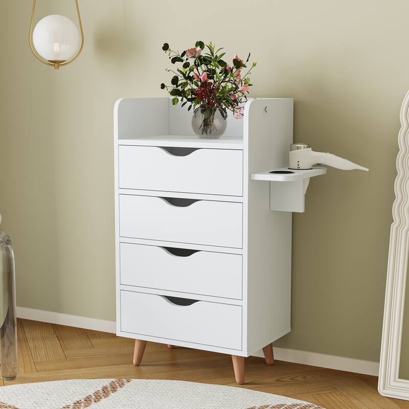 4 -Layer Salon Storage Cabinet,Beauty Barber Salon Styling Station Organizer Equipment,4 Drawers and Raised Table Legs