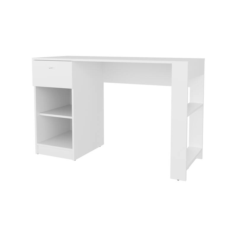 White L-shaped Computer Desk with CPU Holder