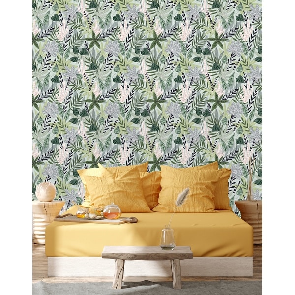 Botanical Leaves Peel and Stick Wallpaper - Overstock - 32616844