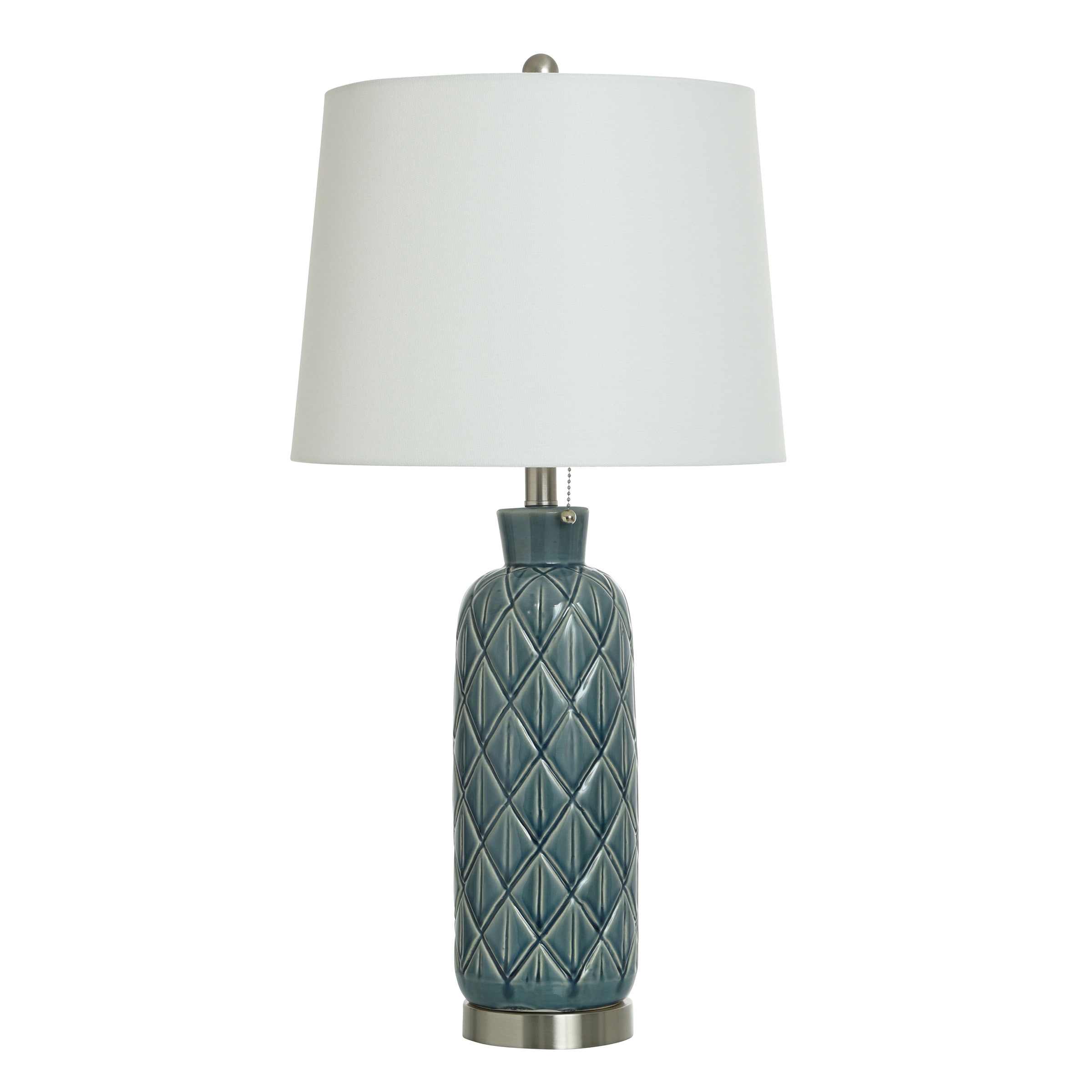 StyleCraft Celtic - Ceramic Table Lamp - Blue Gray - Off-White Shade