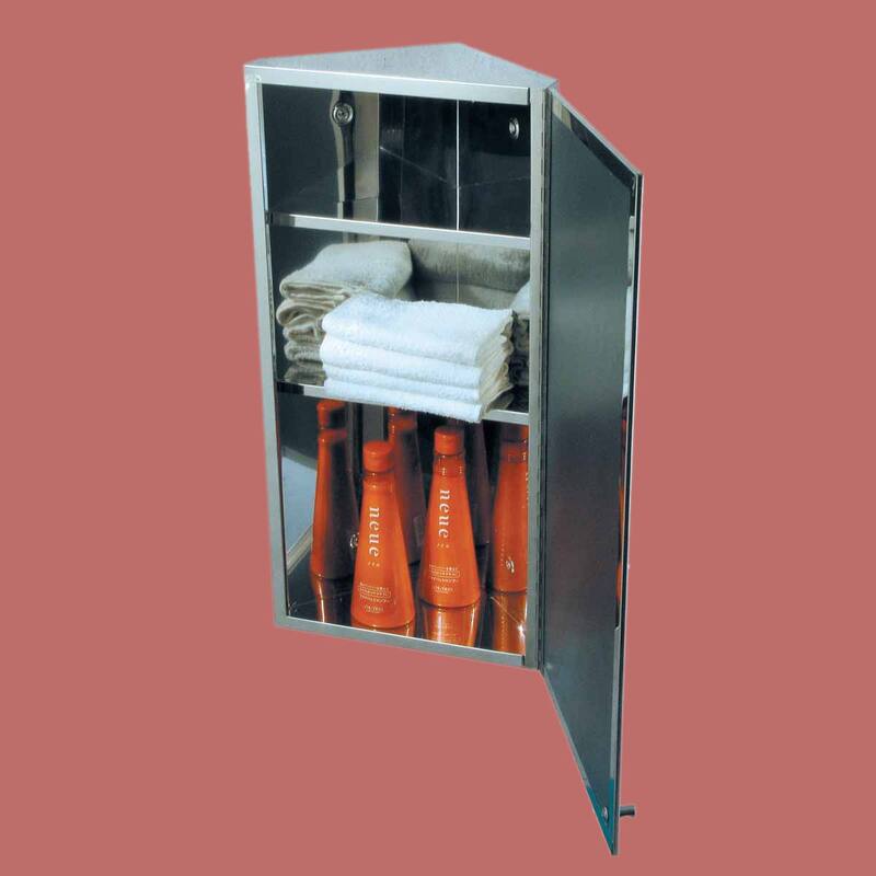 Medicine Cabinets 23.6" x 11.8" Stainless Steel Corner Cabinet with Mirror and Hardware Opens Left to Right Renovators Supply