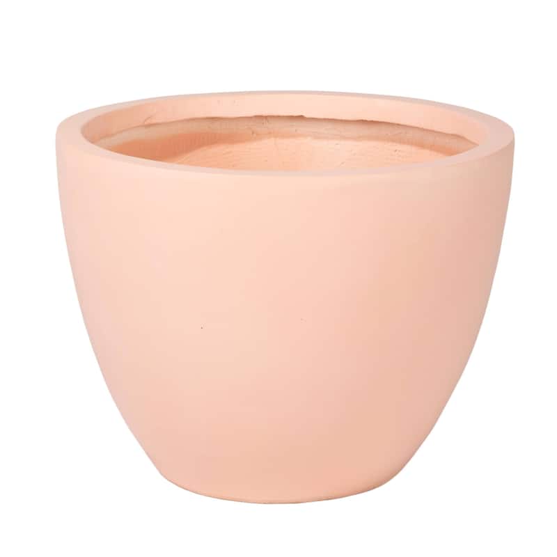 Dahlia Round Planter Pot in Fiberstone & MGO Clay with Drainage for Indoor Outdoor Patio Yard Weather Resistant Design - 16" H - Terracotta
