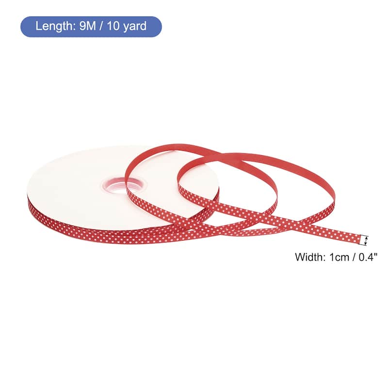 Grosgrain Ribbons with Dots Ribbon Bow Decoration - Dull Red - 100 Yards 3/8 Inch