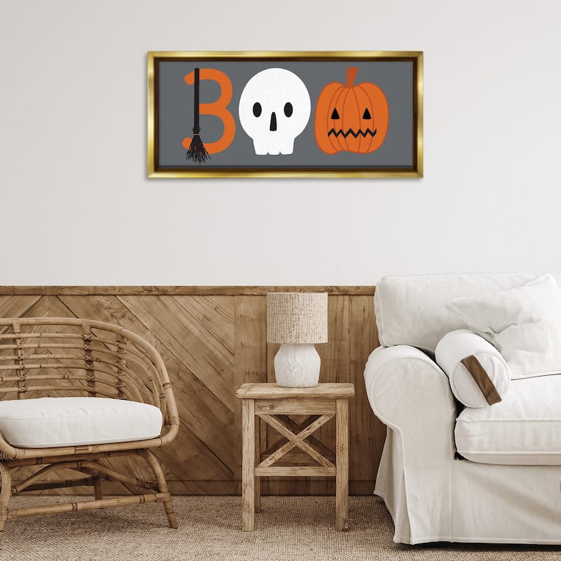 Stupell Boo Halloween Fun Typography Framed Floater Canvas Wall Art Design By Sazerelli Designs