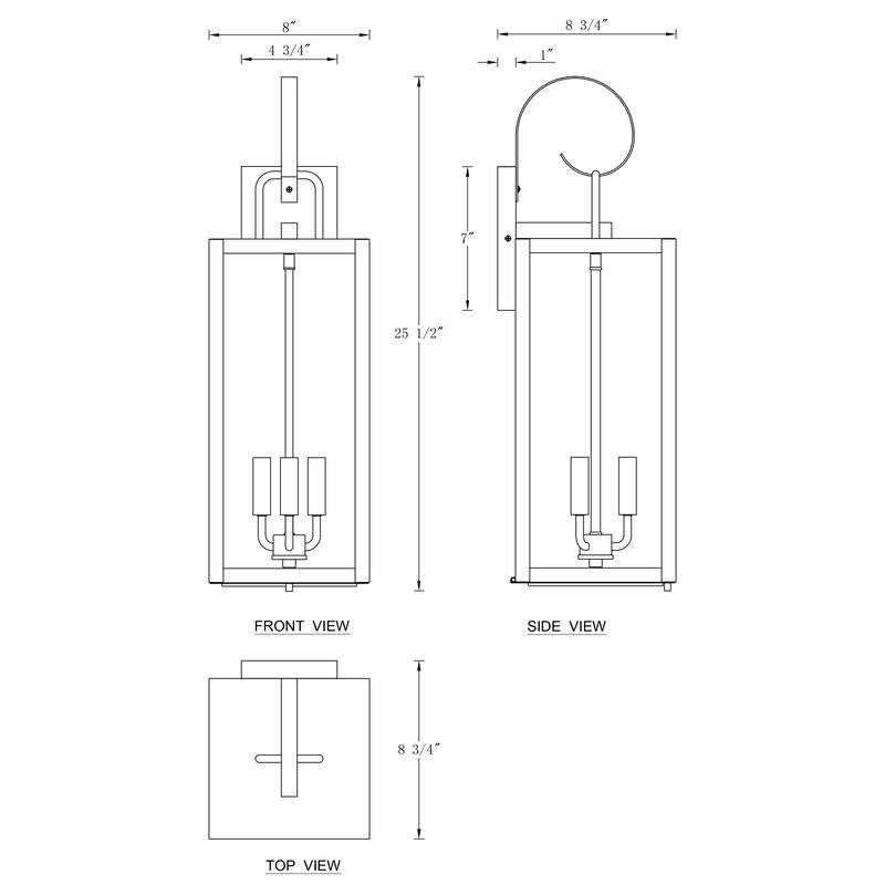 C Cattleya 1 Pack 3-Light 25.5-in Matte Black Outdoor Wall Light with Close Bottom