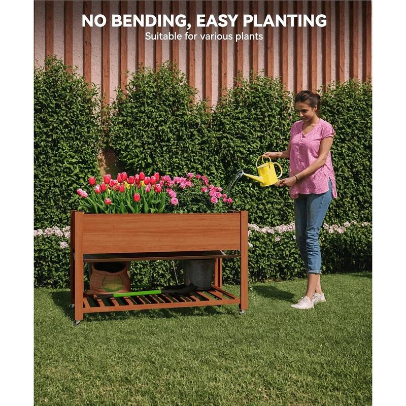 48x24x30in Raised Garden Bed with Wheels, Legs-Enhanced Depth