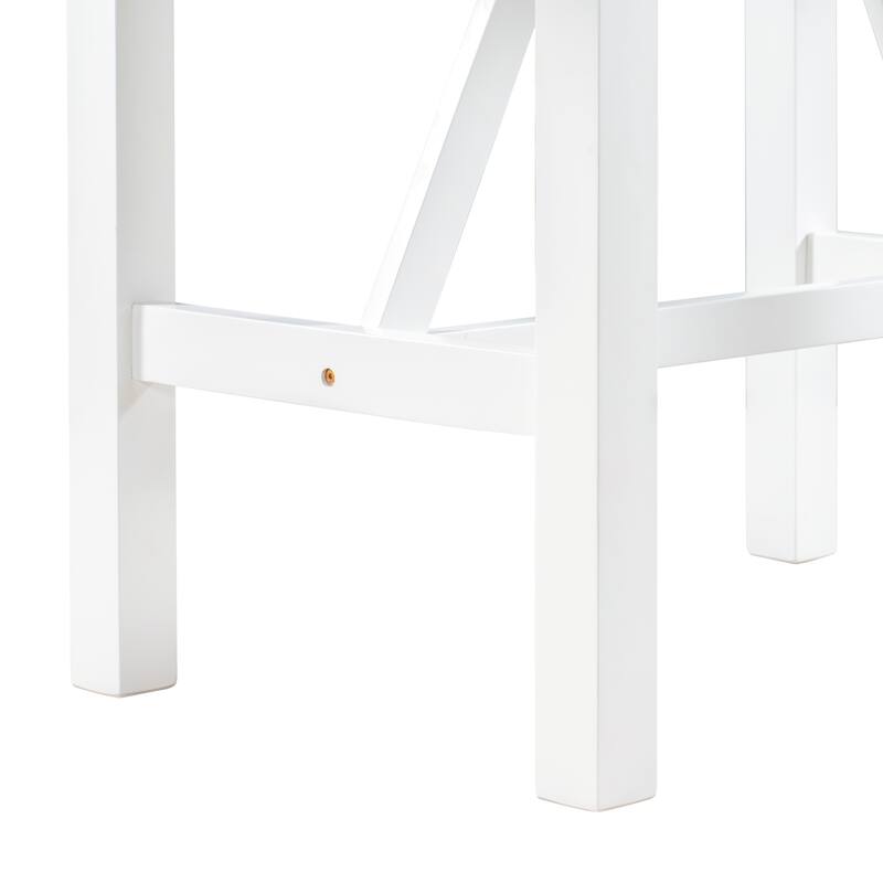 White 3-Piece Wooden Counter Height Dining Table Set with Drop Leaf Table