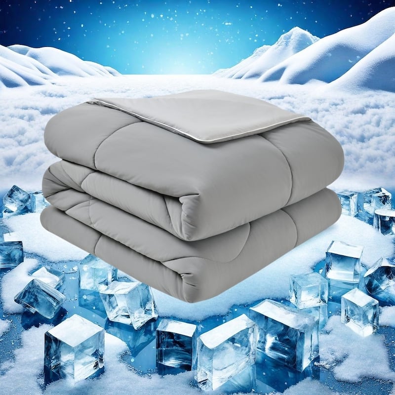 Double-Sided Cooling Comforter for Hot Sleepers - Grey&LT Grey - King