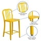 preview thumbnail 5 of 98, 24'' High Metal Indoor-Outdoor Counter Height Stool with Vertical Slat Back