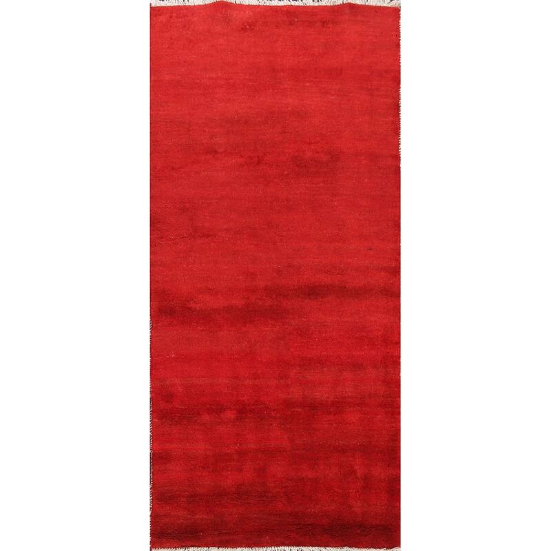 Hand Knotted Oriental 100% Wool Carpet Modern Contemporary Red Gabbeh Runner Rug - 6' 4'' X 2' 10''
