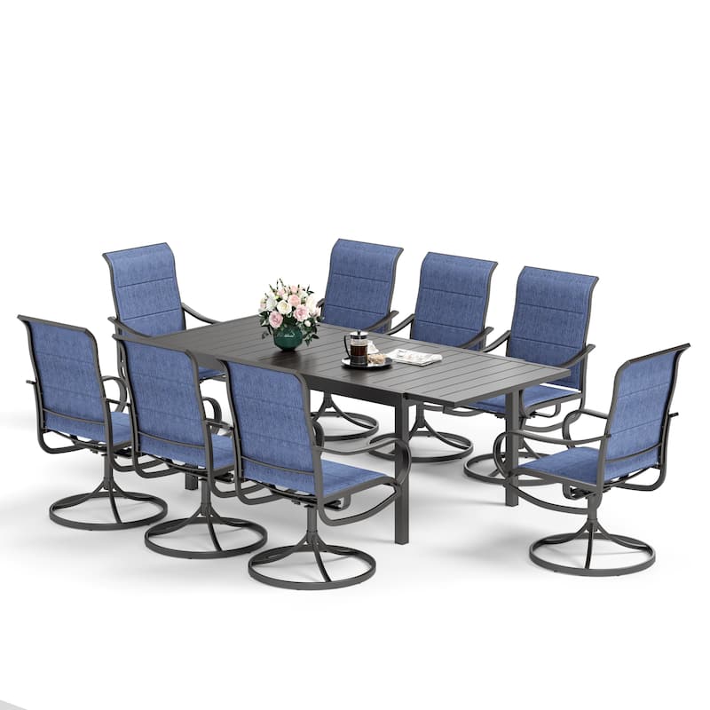 MAISON ARTS 7/9-Piece Patio Dining Furniture Set with Dining Swivel Chairs and 1 Expandable Outdoor Dining Rectangle Table