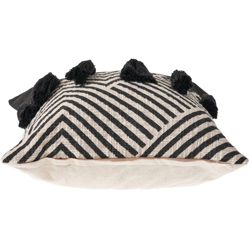 Handwoven Chevron Cotton Throw Pillow Cover - 20" - Black and White
