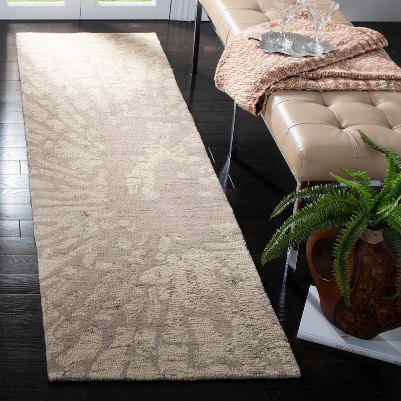 SAFAVIEH Handmade Bella Manisha Modern Abstract Wool Rug - 2'3" x 10' Runner - Winter Taupe