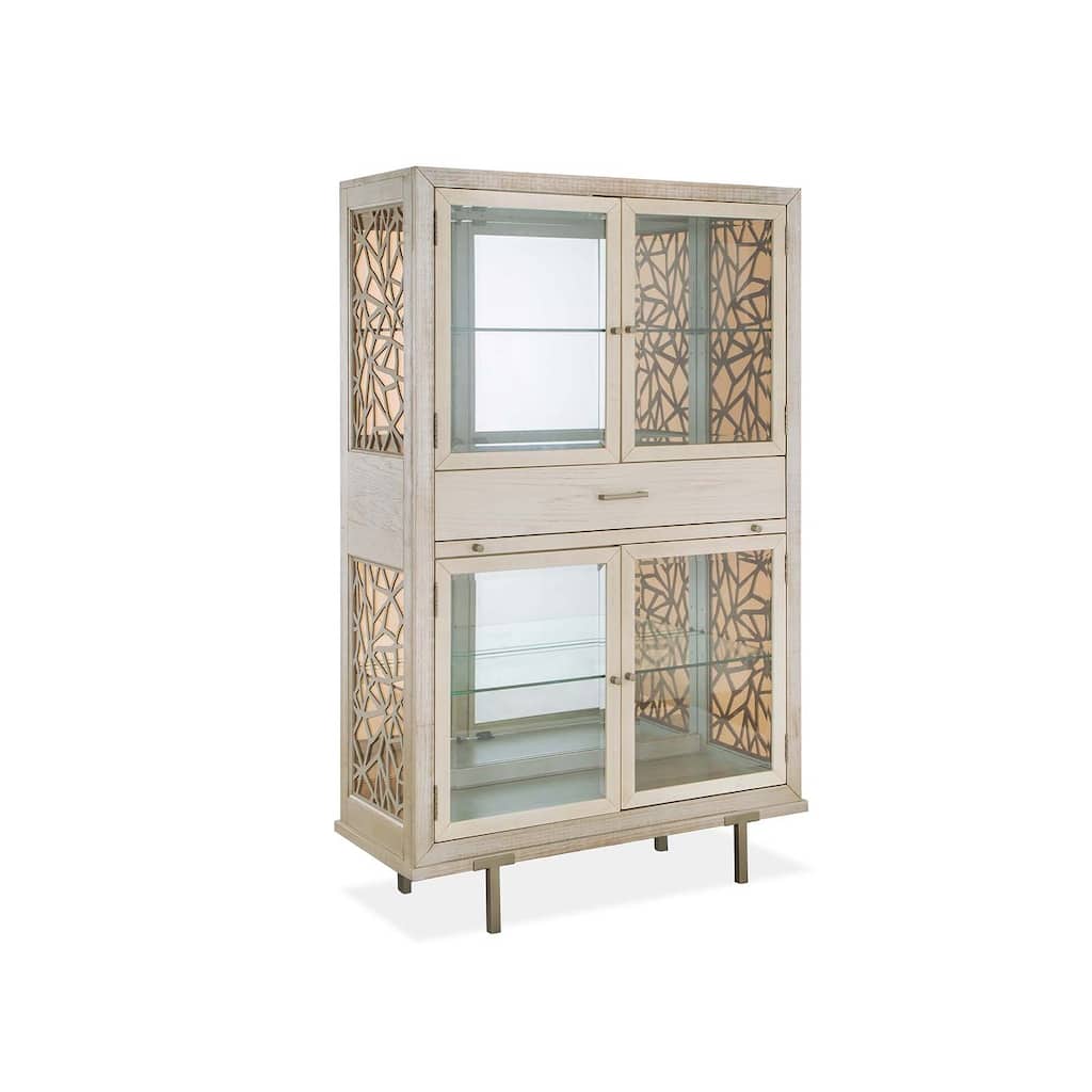 Magnussen Home Lenox Warm Silver And Acadia White Display Cabinet - 42''W x 18''D x 69.38''H