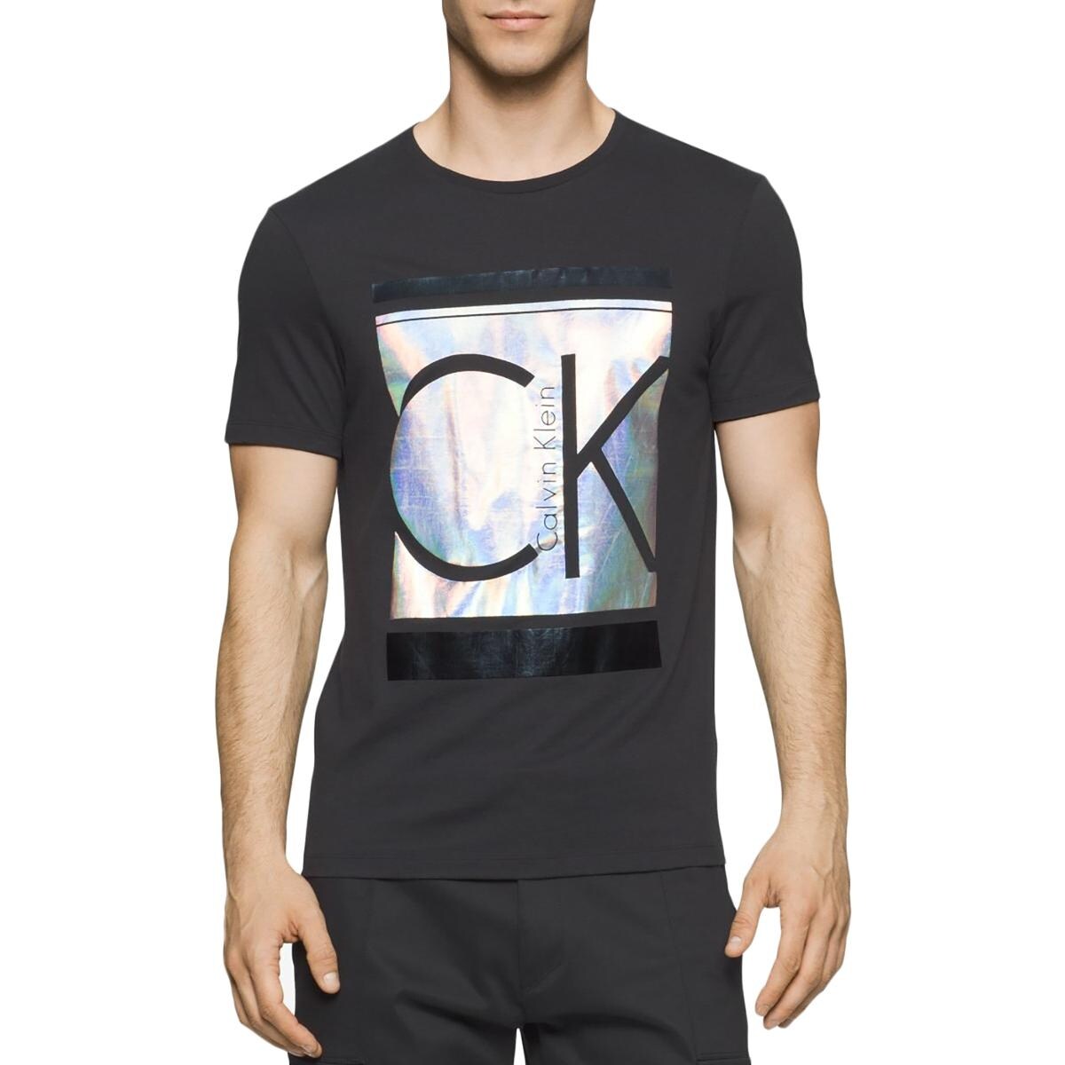 Shop Calvin Klein Mens T Shirt Metallic Signature Overstock