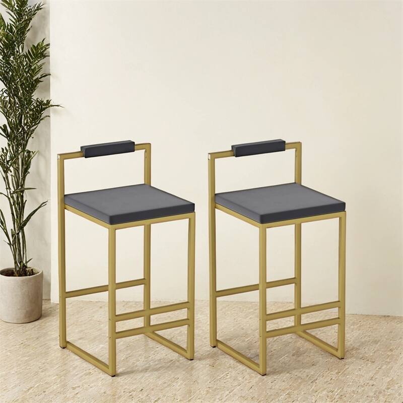 Upholstered Velvet Bar Stools Set of 2,Kitchen Counter Height Barstool