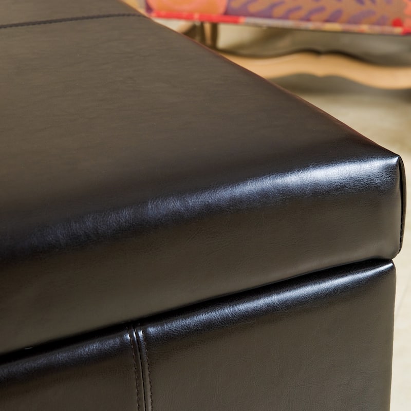 Forrester Espresso Bonded Leather Square Storage Ottoman by Christopher Knight Home