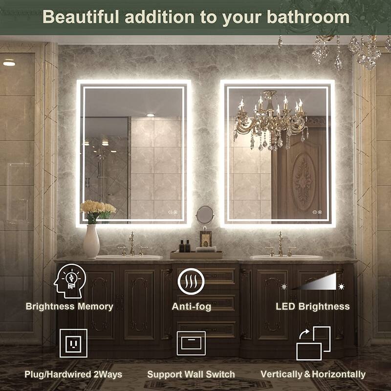 TokeShimi LED Bathroom Vanity Mirror, Anti-Fog Dimmable Wall Mirror