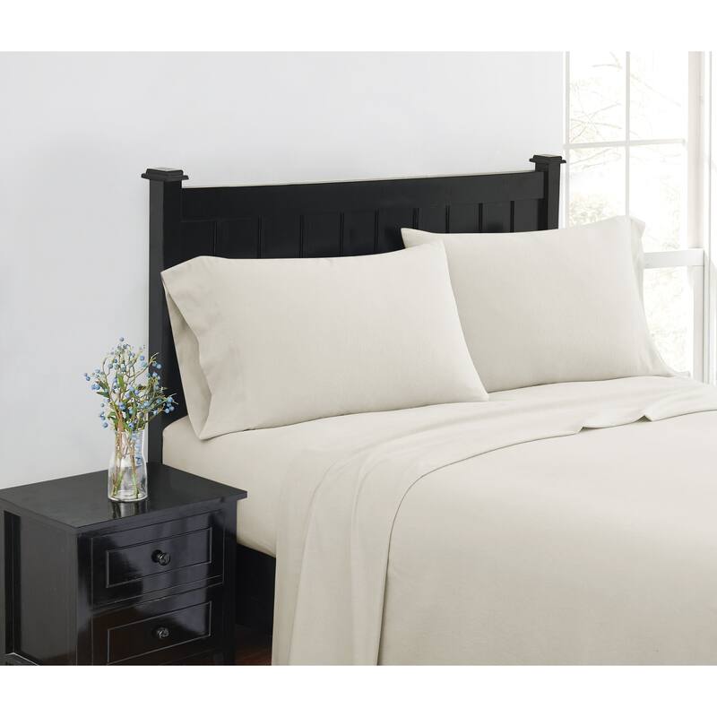 London Fog Solid and Printed Cotton Flannel Sheet Set Collection