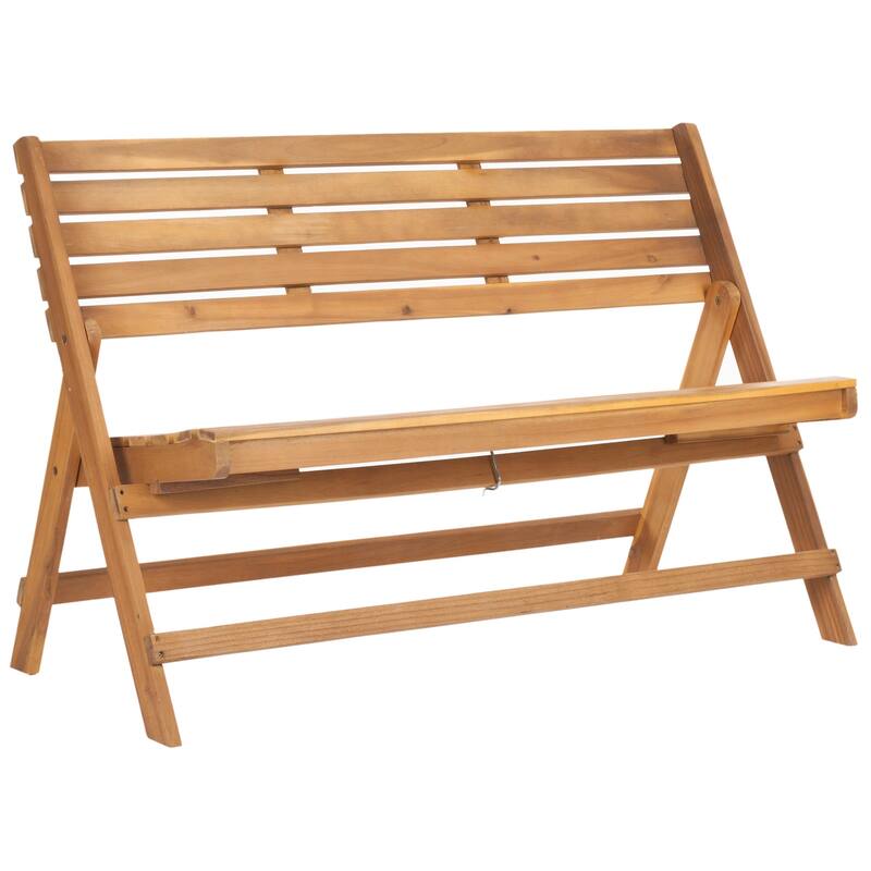 SAFAVIEH Outdoor Sherilyn Ash Grey Folding Bench - 48Wx24Dx32H