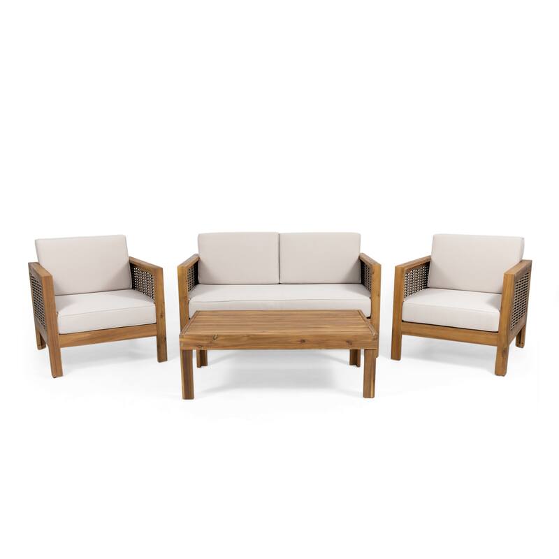 Linwood 4-piece Acacia Wood Patio Chat Set by Christopher Knight Home